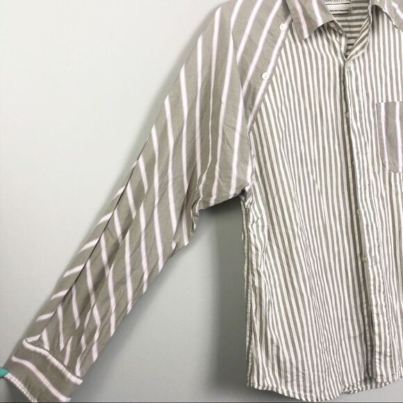 URBAN OUTFITTERS | Tan & White Striped Button Down - Picture 4 of 8